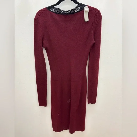 D&G Burgundy Long Sleeve Dress with Black Lace - Picture 2 of 4